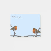 Niedlich Robin Bird Personalisiert Winter Blue Post-it Klebezettel (Vorderseite)