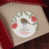 Niedlich Robin Familienname Weihnachten Runder Aufkleber