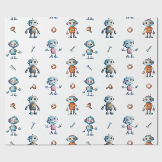 Niedlich Robot Kids Roboter Geschenkpapier (Flach)