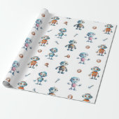 Niedlich Robot Kids Roboter Geschenkpapier (Ungerollt)