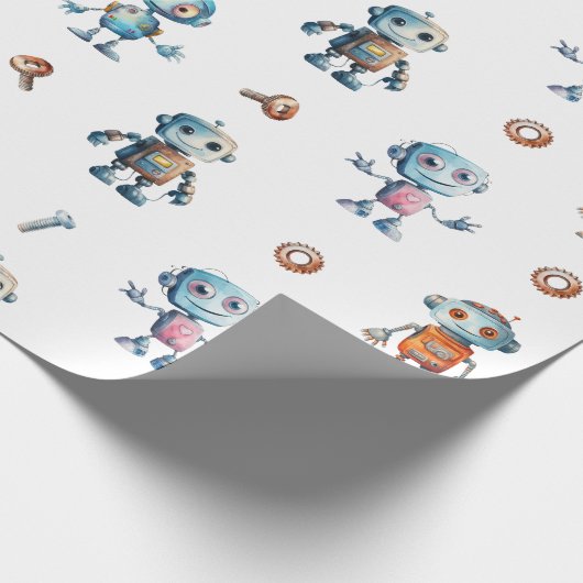 Niedlich Robot Kids Roboter Geschenkpapier (Ecke)