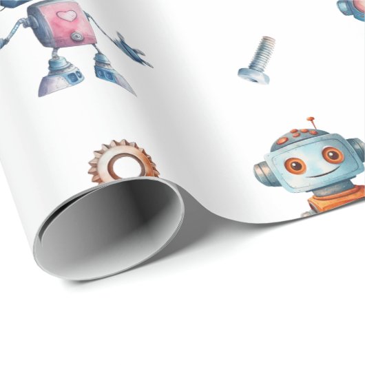 Niedlich Robot Kids Roboter Geschenkpapier (Rolleneckpunkt)