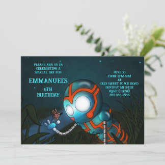 Niedlich Robot Orange Blue Geburtstag Einladung