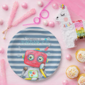 Niedlich Robot | Personalisierte Geburtstagspartei Pappteller (Party)