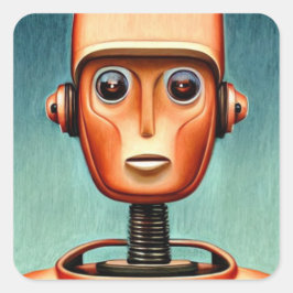 Niedlich Robot Quadratischer Aufkleber