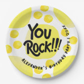 Niedlich rockgelb und schwarz - moderne Typografie Pappteller (Vorderseite)