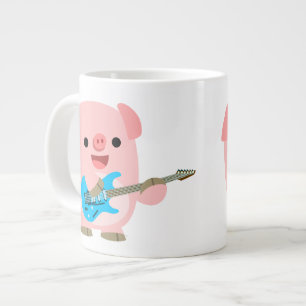 Niedlich Rockin Cartoon Pig Jumbo Tasse