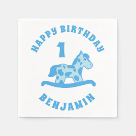 Niedlich Rocking Horse Blue Boy 1. Geburtstag Part Serviette