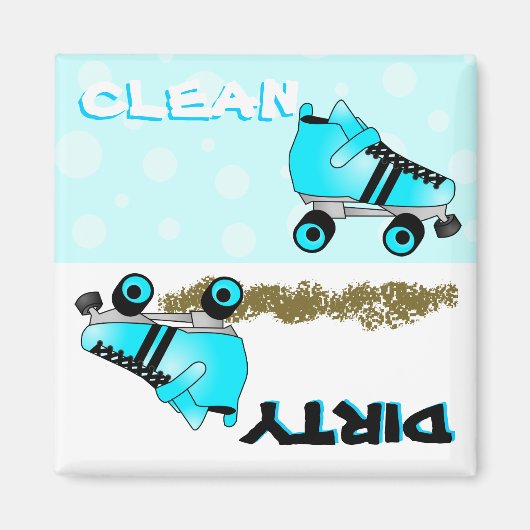 Niedlich Roller Skate Blue Clean Dirty Geschirrspü Magnet (Vorne)