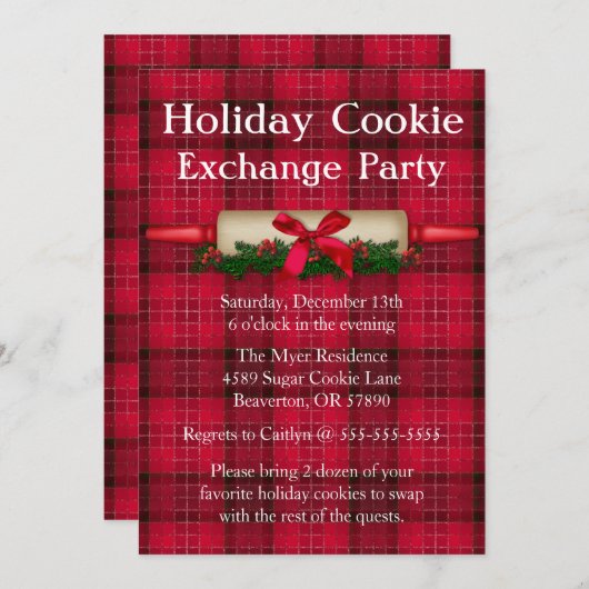 Niedlich Rolling Button Cookie Exchange Urlaub Ein Einladung (Vorne/Hinten)