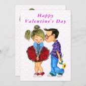 Niedlich Romantische Couple Valentine's Day Card F (Vorne/Hinten)