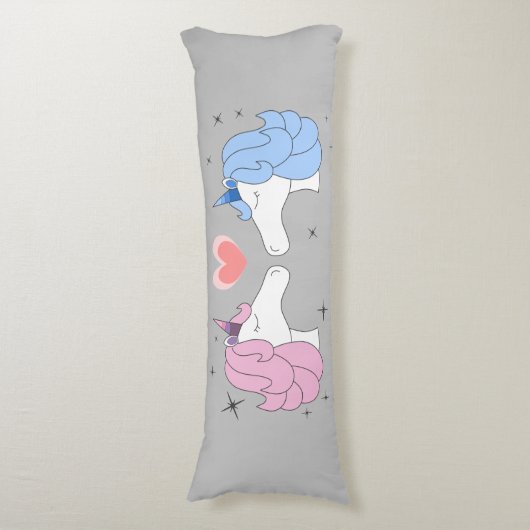 Niedlich Romantische Einhörner Märchen Rosa Blau G Seitenschläferkissen (Vorderseite Vertikal)