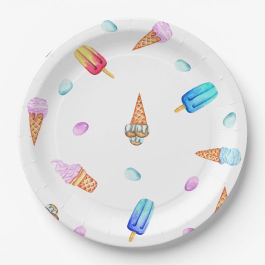 Niedlich Romantische Eiscreme und Popsiv Geburtsta Pappteller (Vorderseite)