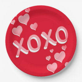 Niedlich Romantische Rosa Herzen XOXO Pappteller