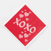 Niedlich Romantische Rosa Herzen XOXO Serviette (Ecke)