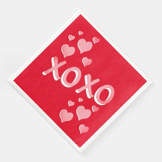 Niedlich Romantische Rosa Herzen XOXO Serviette (Ecke)