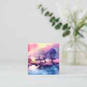 Niedlich Romantische Seenlandschaft Quadratische Visitenkarte (Stehend Vorderseite)