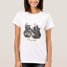 Niedlich Romantischer Cartoon Raccoon Couple T - S