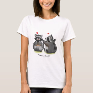 Niedlich Romantischer Cartoon Raccoon Couple T - S T-Shirt