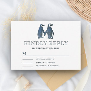Niedlich Romantischer Couple Penguin UAWG RSVP Karte