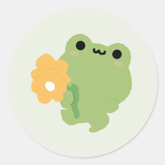 Niedlich-Romantischer Frosch Runder Aufkleber (Vorderseite)