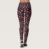Niedlich Romantischer Rosa Glitzer Herz am Schwarz Leggings (Rückseite)