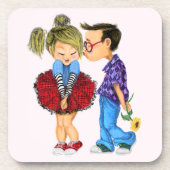 Niedlich Romantisches Paar - Liebe - Kiss Getränkeuntersetzer (Vorderseite)