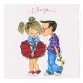 Niedlich Romantisches Paar - Liebe - Kiss - I Lieb Würfel (Rechts)