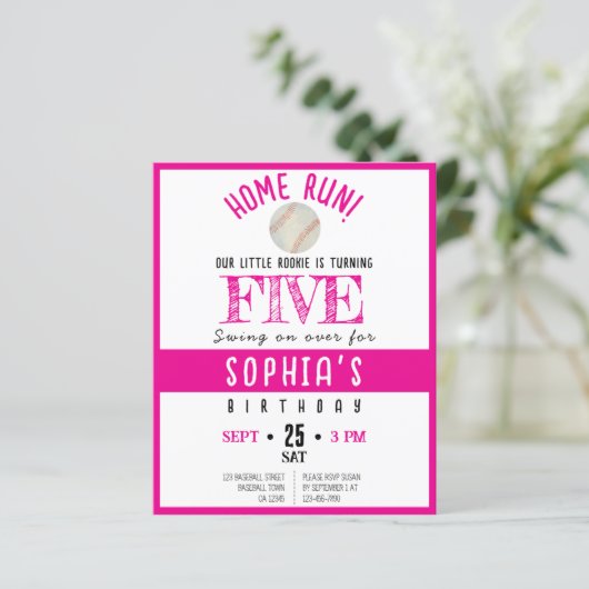 Niedlich Rookie Baseball Budget Girl Geburtstag (Stehend Vorderseite)