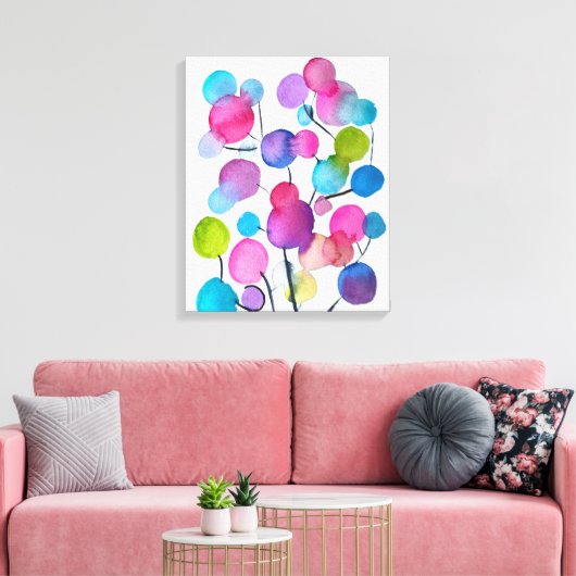 Niedlich rosa abstrakte Kunstbaum Leinwanddruck (Insitu (Wohnzimmer))