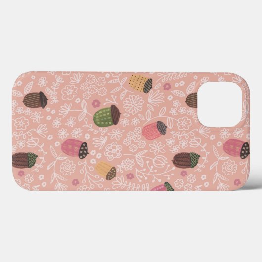 Niedlich rosa Acorns Herbst Herbstpastellmuster Case-Mate iPhone Hülle (Rückseite (Horizontal))