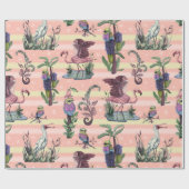 Niedlich rosa afrikanische Flamingo Bird Lover Äst Geschenkpapier (Flach)