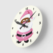 Niedlich rosa afroamerikanische Weihnachtsfeiertag Runde Wanduhr (Winkel)