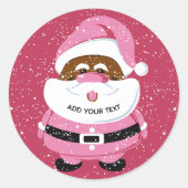 Niedlich rosa afroamerikanische Weihnachtsfeiertag Runder Aufkleber (Vorderseite)