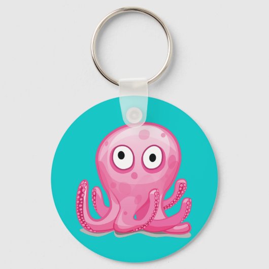 niedlich rosa alberner Oktopus Schlüsselanhänger (Vorderseite)
