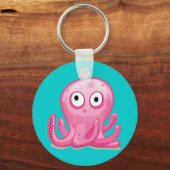 niedlich rosa alberner Oktopus Schlüsselanhänger (Vorderseite)