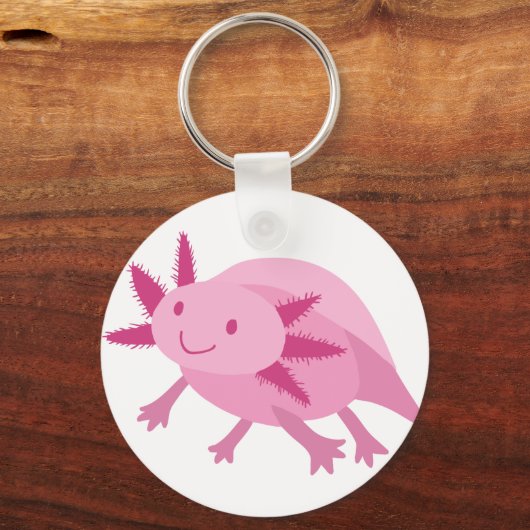 Niedlich rosa Albino Axolotl Schlüsselanhänger (Vorderseite)