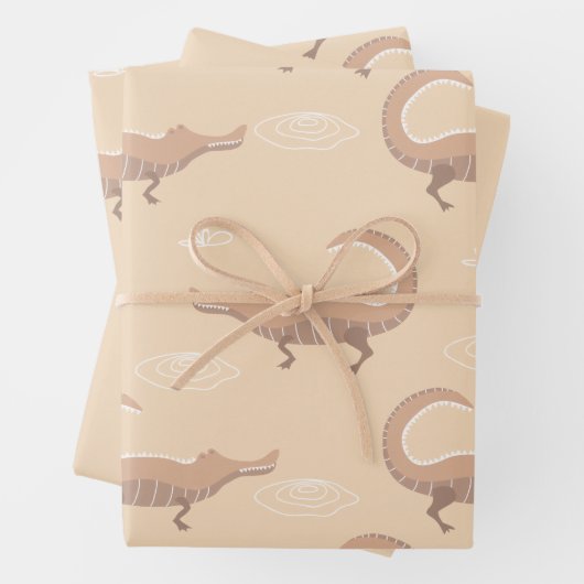 Niedlich rosa Alligator Geschenkpapier Set (Beispiel)