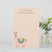 Niedlich rosa Alpaka zeichnend mit mehrfarbiger De Briefpapier (Stehend Vorderseite)