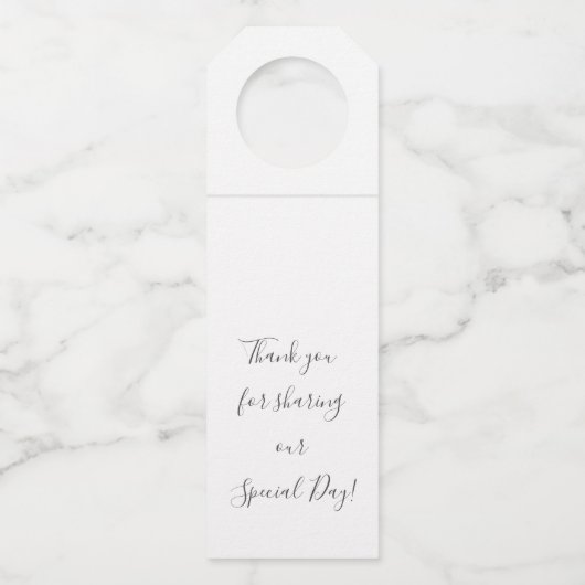 Niedlich rosa Anemon Blume und Eukalyptus Flaschenanhänger (Rückseite)