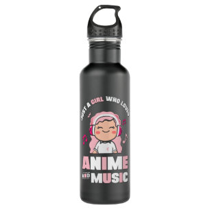 Niedlich-Rosa-Anime-Girl   für Anime & Music Lover Edelstahlflasche