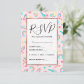 Niedlich rosa Aquamarine Einhornbahn Regenbogen Begleitkarte (Stehend Vorderseite)