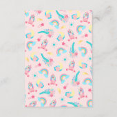 Niedlich rosa Aquamarine Einhornbahn Regenbogen Begleitkarte (Rückseite)