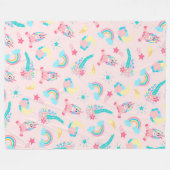 Niedlich rosa Aquamarine Einhornbahn Regenbogen Fleecedecke (Vorderseite (Horizontal))