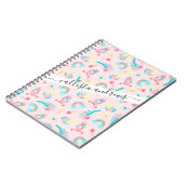 Niedlich rosa Aquamarine Einhornbahn Regenbogen Notizblock (Linke Seite)