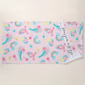 Niedlich rosa Aquamarine Einhornbahn Regenbogen Strandtuch (Vorderseite)