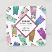 Niedlich rosa Aquamariner Glitzer Tumbler Crafter Quadratische Visitenkarte (Vorderseite)