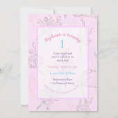 Niedlich rosa Aquarellfarbe Ballerina Goldene Beze Einladung (Rückseite)