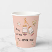 Niedlich rosa Aquarellland Rustikale Illustratione Pappbecher (Vorderseite)