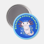 Niedlich-rosa axolotal mit blauen Bläschen Haustie Magnet (Vorderseite/Rückseite)